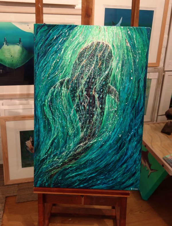 whaleshark painting on easel