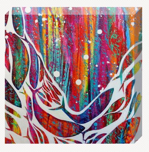 Abstract fish canvas - red