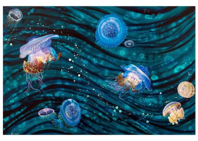Jellyfish wave abstract art