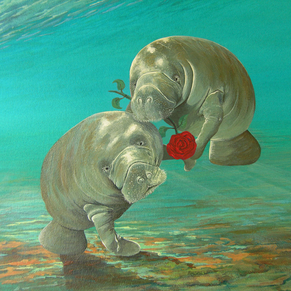 Manatee Love art card by Deep Impressions