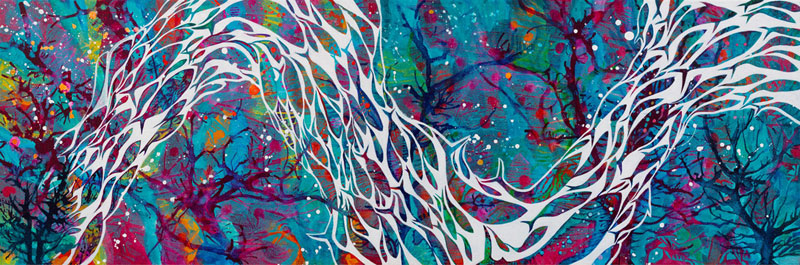 Fish wave turquoise print